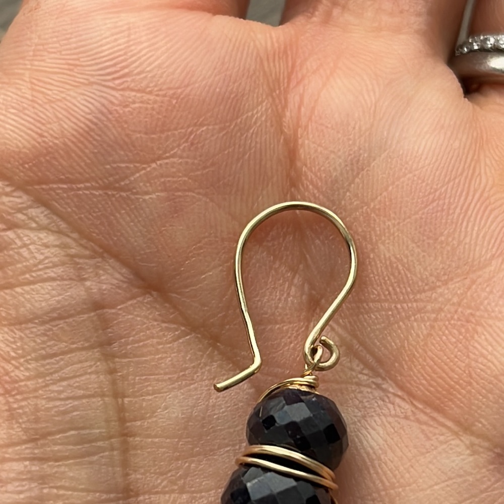 14K gold filled all natural blue sapphire earrings - Picture 5 of 5
